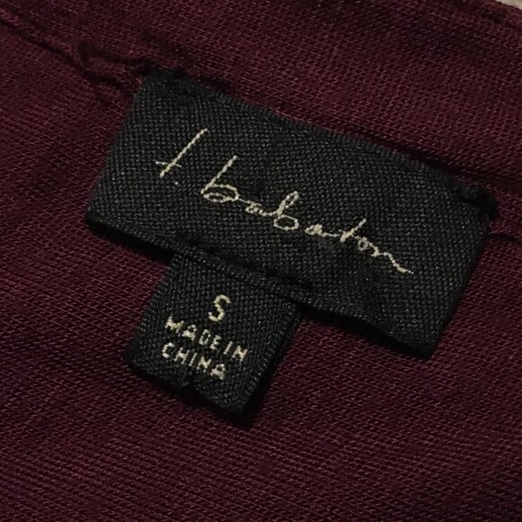 Babaton Dark Cherry Long Sleeve 1/4 Button Down Rayon Drop Hem Top - Picture 9 of 15